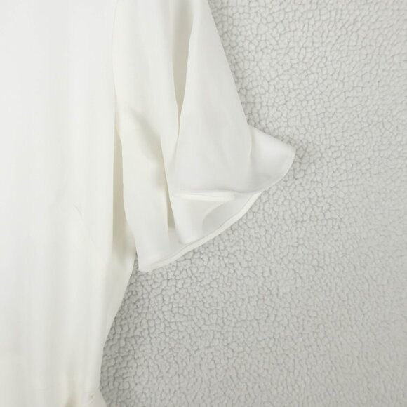 Shoshhanna Dress Womens 8 White Mini Shirt A Line Short Sleeve Flutter Summer - Picture 3 of 12